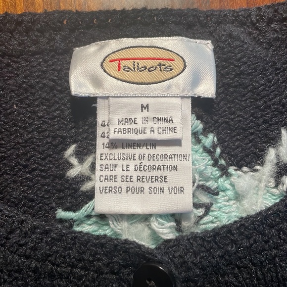 Talbots Snowflake Cardigan Sweater - Picture 3 of 4